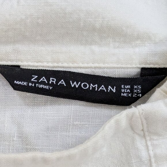Zara Linen Blouse with Tortoiseshell Buttons at Neck - Picture 3 of 6